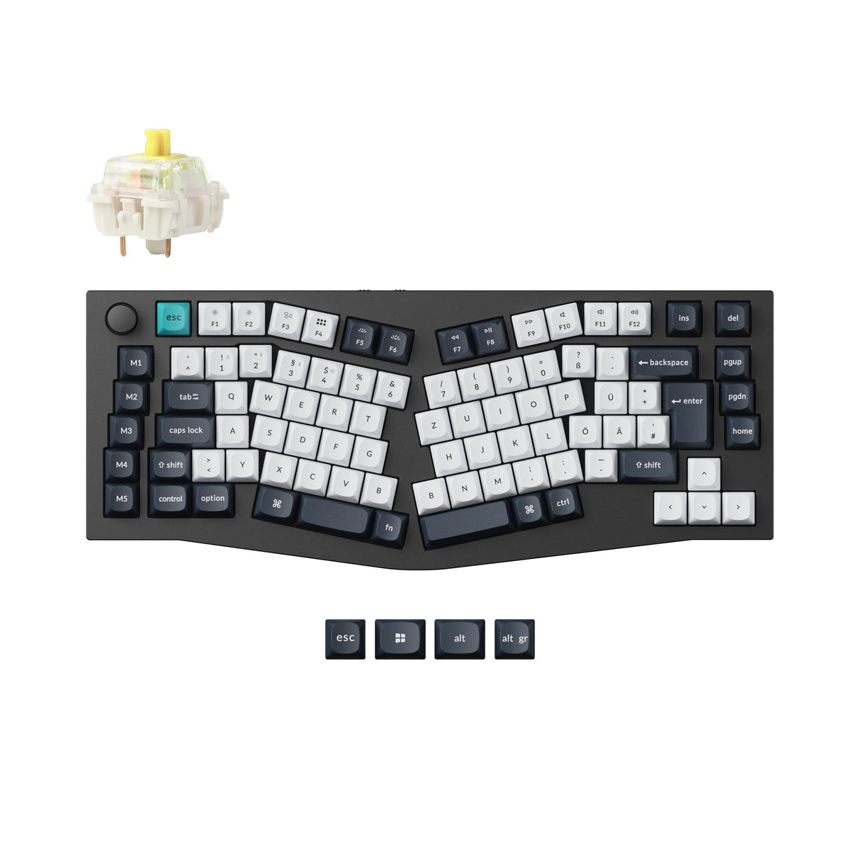 Keychron Q10 Pro QMK/VIA wireless custom mechanical keyboard 75 percent Alice layout full aluminum black for Mac Windows Linux Gateron Jupiter banana ISO German layout