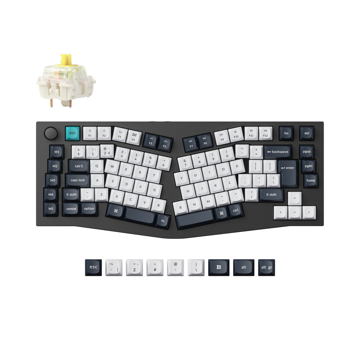 Keychron Q10 Pro QMK/VIA wireless custom mechanical keyboard 75 percent Alice layout full aluminum black for Mac Windows Linux Gateron Jupiter banana ISO UK layout