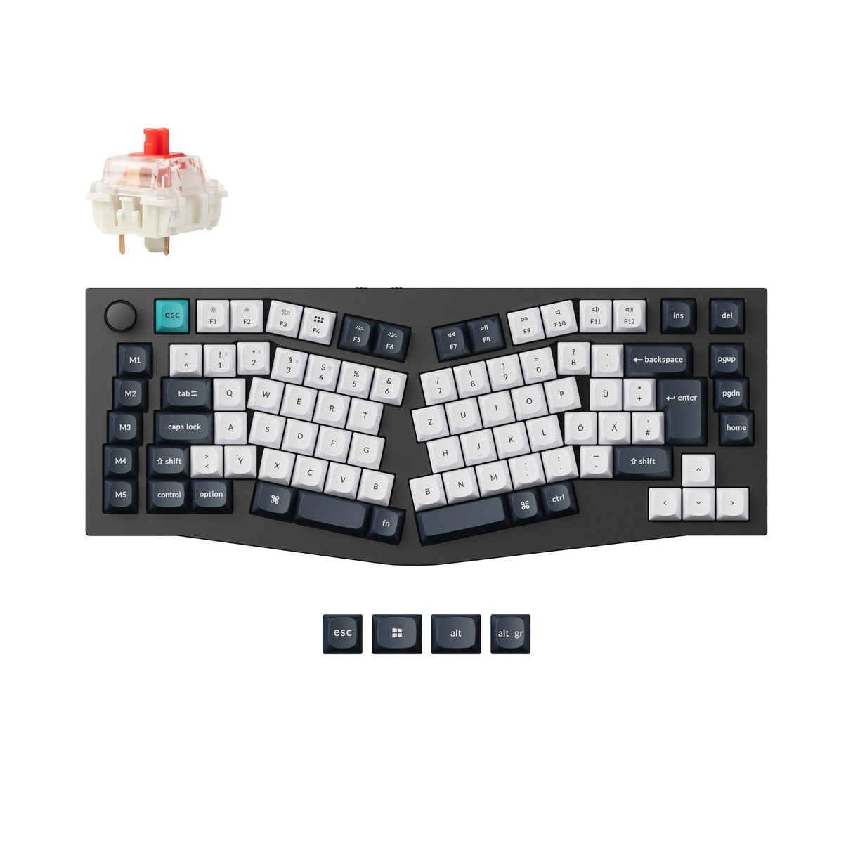 Keychron Q10 Pro QMK/VIA wireless custom mechanical keyboard 75 percent Alice layout full aluminum black for Mac Windows Linux Gateron Jupiter red ISO German layout