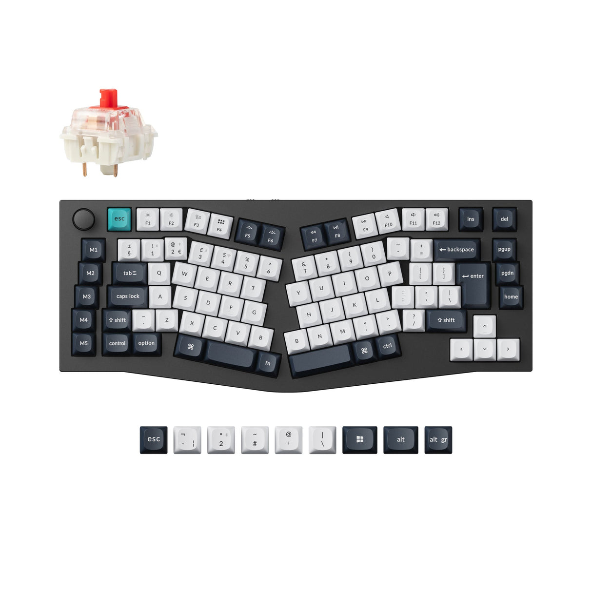 Keychron Q10 Pro QMK/VIA wireless custom mechanical keyboard 75 percent Alice layout full aluminum black for Mac Windows Linux Gateron Jupiter red ISO UK layout