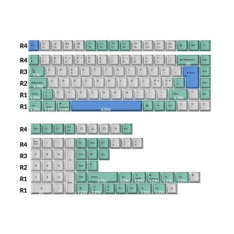 Cherry Dye-Sub PBT Full Set Keycap Set - Iceberg - Nordic-ISO