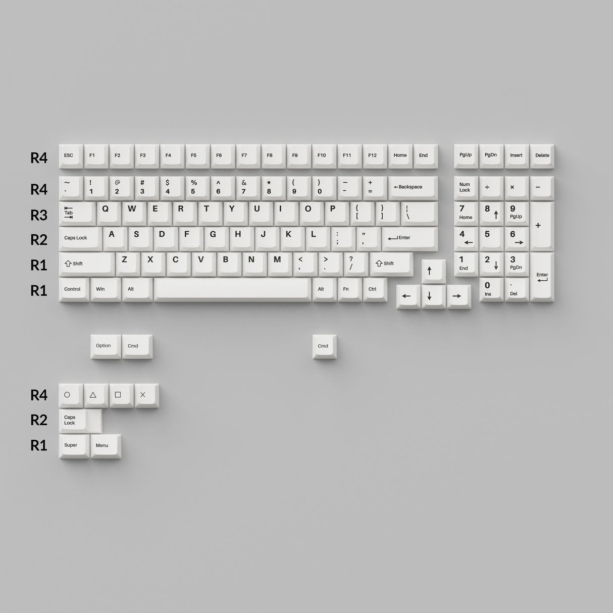 Cherry Profile Double-Shot PBT Keycaps Full Set Black on White Bow