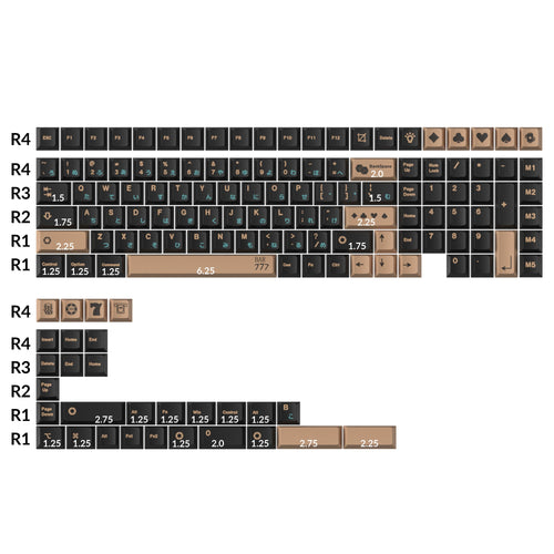 Golden Casino - Cherry Profile Dye-Sub PBT Full Keycap Set
