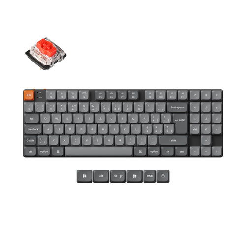 Keychron K13 Max Ultra Slim QMK Wireless Custom Mechanical Keyboard 80% Layout Fully Assembled for Mac Windows Linux Gateron Low Profile Red ISO Swiss Layout