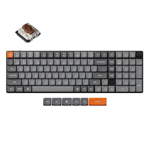 Keychron K17 Max QMK Wireless Custom Mechanical Keyboard 96 Percent Layout Fully Assembled for Mac Windows Linux Gateron Low Profile Brown