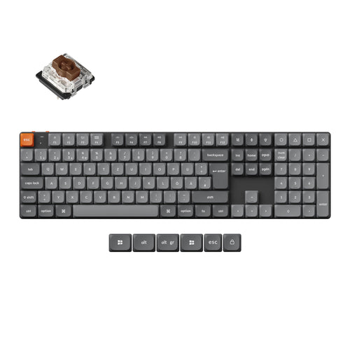 Keychron K5 Max Ultra-Slim QMK Wireless Custom Mechanical Keyboard Full-Size Layout Fully Assembled for Mac Windows Linux Gateron Low Profile Brown ISO German Layout