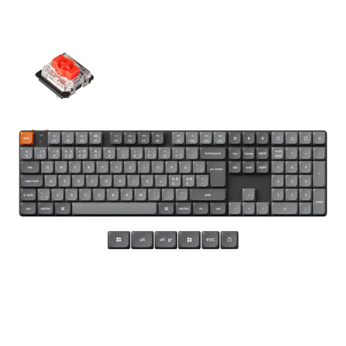 Keychron K5 Max Ultra-Slim QMK Wireless Custom Mechanical Keyboard Full-Size Layout Fully Assembled for Mac Windows Linux Gateron Low Profile Red ISO Nordic Layout