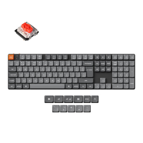 Keychron K5 Max Ultra-Slim QMK Wireless Custom Mechanical Keyboard Full-Size Layout Fully Assembled for Mac Windows Linux Gateron Low Profile Red ISO UK Layout