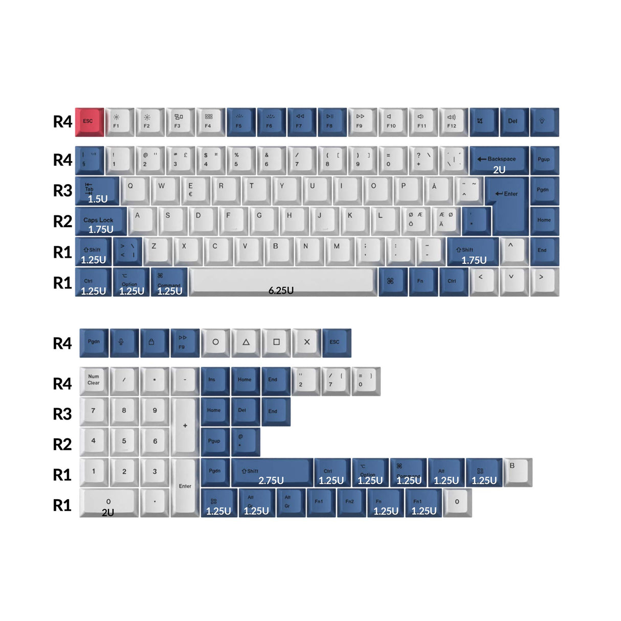 Cherry Dye-Sub PBT Full Set Keycap Set - Modern Blue - Nordic-ISO