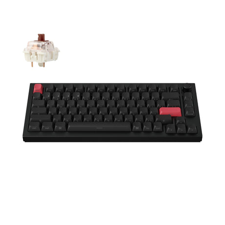 Keychron Q1 Max QMK VIA Wireless Custom Mechanical Keyboard 75% Layout Aluminum Black Side-Printed PBT Keycaps for Mac Windows Linux Gateron Jupiter Brown