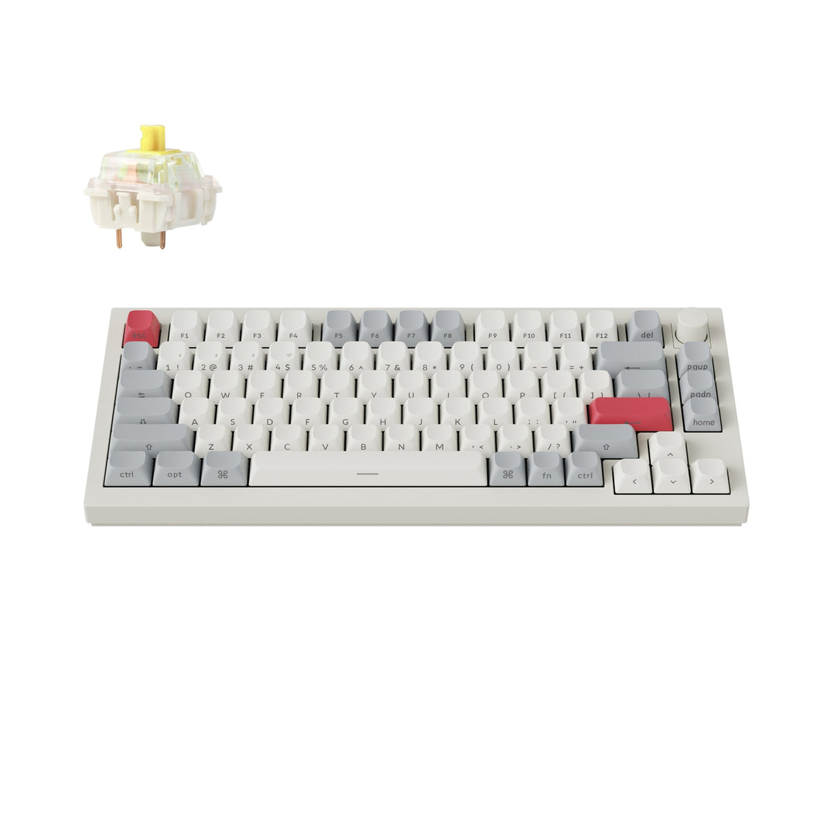 Keychron Q1 Max QMK VIA Wireless Custom Mechanical Keyboard 75% Layout Aluminum White Side-Printed PBT Keycaps for Mac Windows Linux Gateron Jupiter Banana