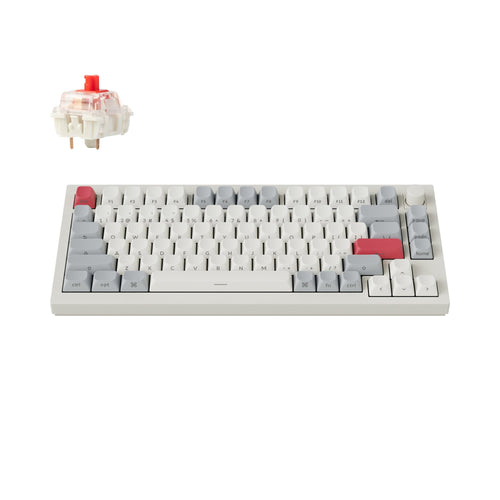 Keychron Q1 Max QMK VIA Wireless Custom Mechanical Keyboard 75% Layout Aluminum White Side-Printed PBT Keycaps for Mac Windows Linux Gateron Jupiter Red