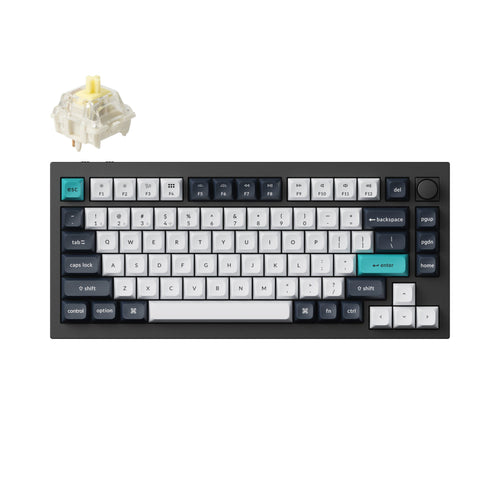 Keychron Q1 Max QMK/VIA Wireless Custom Mechanical Keyboard 75% Layout Aluminum Black Fully Assembled Knob for Mac Windows Linux Gateron Jupiter Banana