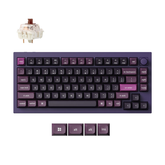 Keychron Q1 Max QMK/VIA Wireless Custom Mechanical Keyboard 75% Layout Aluminum Purple Fully Assembled Knob for Mac Windows Linux Gateron Jupiter Brown