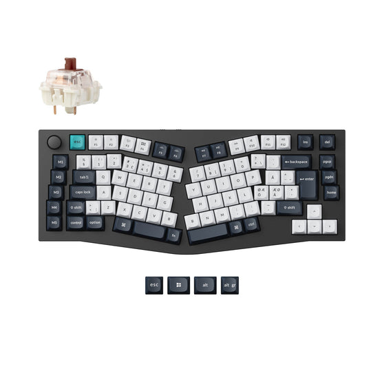 Keychron Q10 Pro QMK/VIA wireless custom mechanical keyboard 75 percent Alice layout full aluminum black  for Mac Windows Linux Gateron Jupiter brown ISO Nordic layout