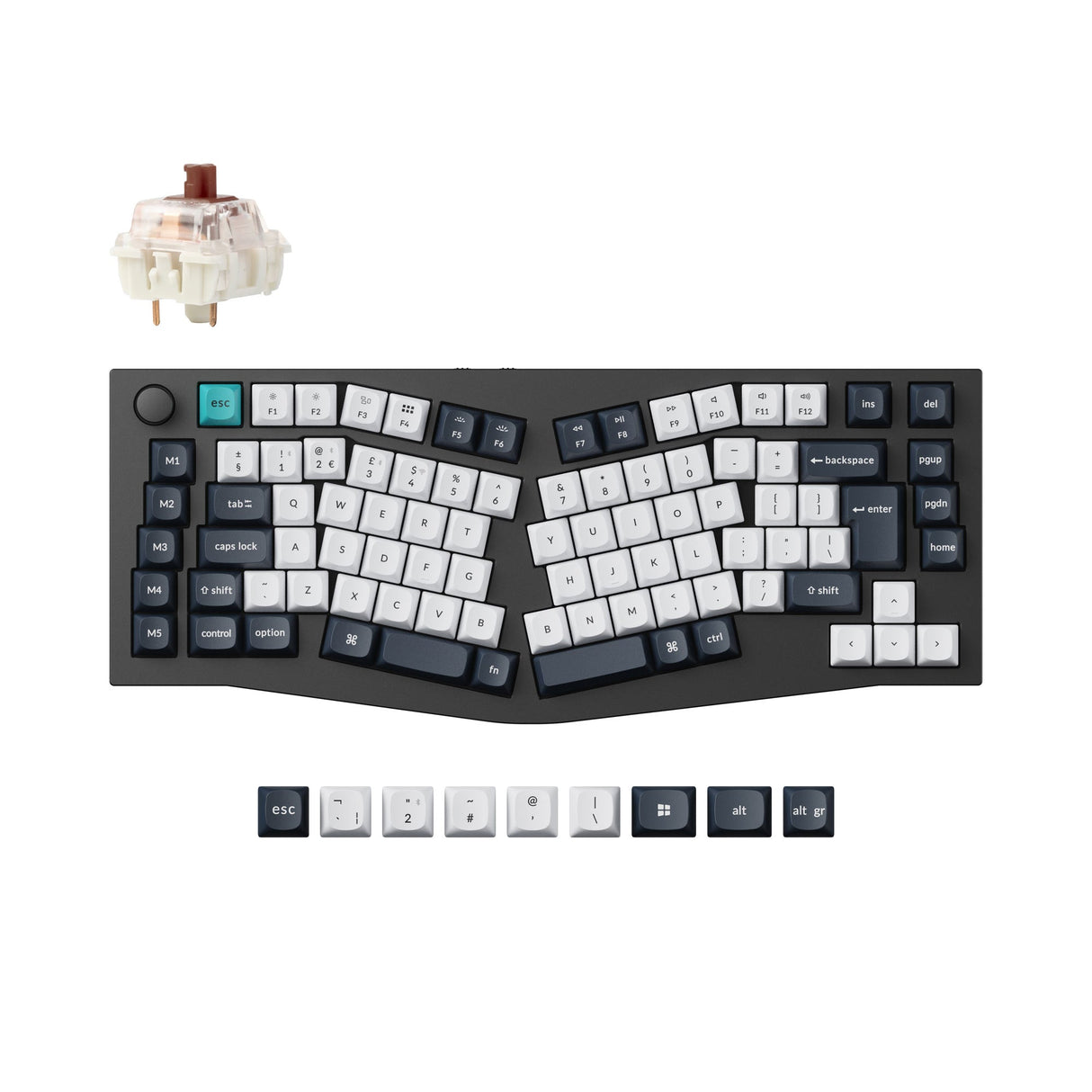 Keychron Q10 Pro QMK/VIA wireless custom mechanical keyboard 75 percent Alice layout full aluminum black  for Mac Windows Linux Gateron Jupiter brown ISO UK layout