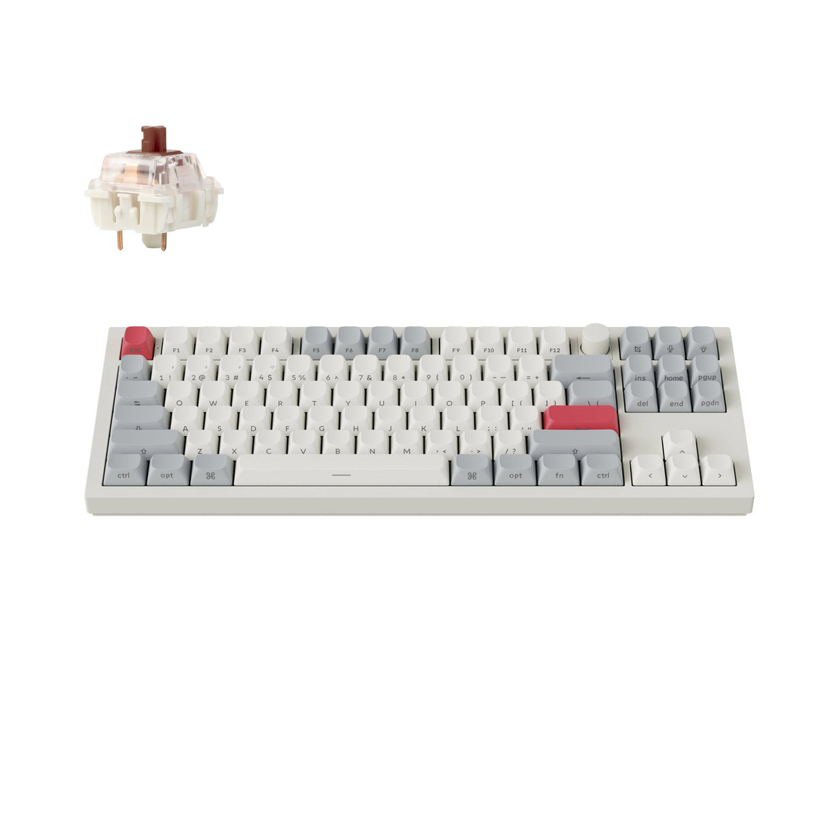 Keychron Q3 Max QMK VIA Wireless Custom Mechanical Keyboard 80% Layout Aluminum White Side-Printed PBT Keycaps for Mac Windows Linux Gateron Jupiter Brown