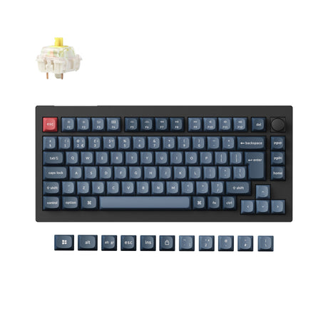 Keychron V1 Max QMK/VIA Wireless Custom Mechanical Keyboard 75% Layout Fully Assembled Knob for Mac Windows Linux Gateron Jupiter Banana ISO UK layout