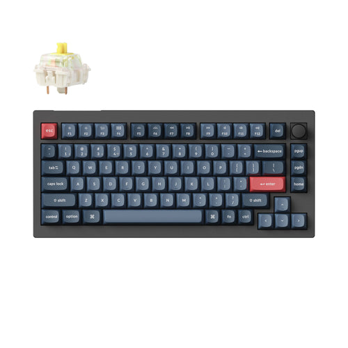 Keychron V1 Max QMK Wireless Custom Mechanical Keyboard 75_ Layout Fully Assembled Knob for Mac Windows Linux Gateron Jupiter Banana