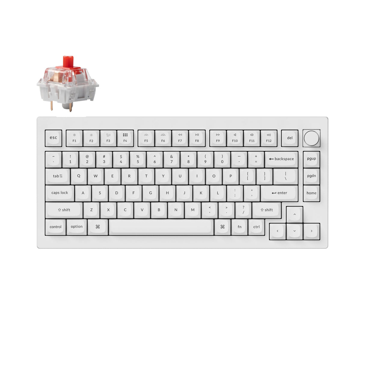 Keychron V1 QMK VIA custom mechanical keyboard 75% layout shell white for Mac Window Linux fully assembled knob Keychron K Pro red