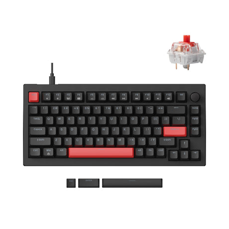 Lemokey X4 QMK Wired Mechanical Keyboard 75 Percent Layout Keychron Mechanical Red Switch